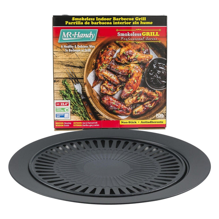 Smokeless Barbecue Grill Pan For Indoor And Outdoor Bbq 12" Tray Non Stick