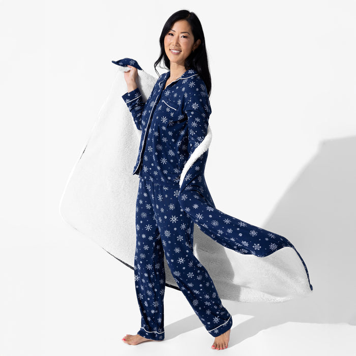 Snowflake Bamboo Sherpa Blanket