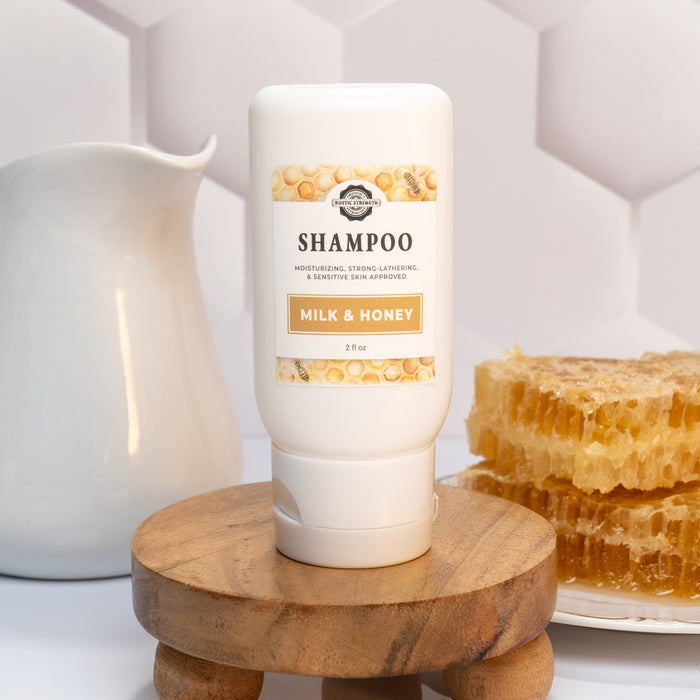 Rustic Strength, Shampoo, 2oz Plastic, Milk & Honey