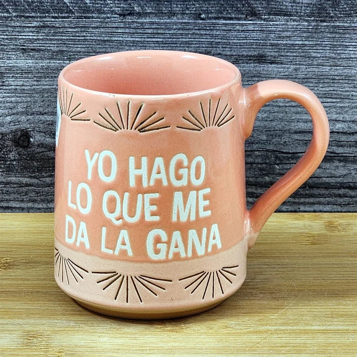Spanish Saying Coffee Mug I Do What I Want Cup Blue Sky Ceramic Embossed 18 oz