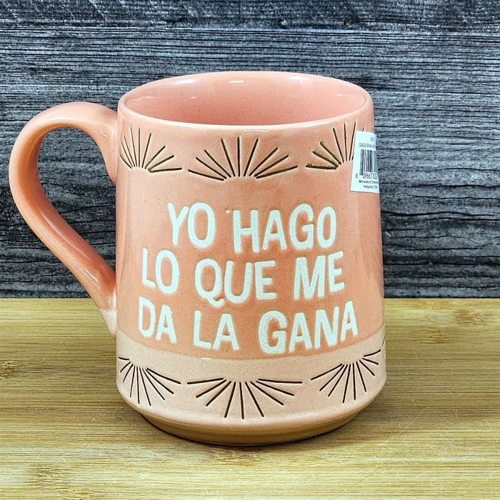 Spanish Saying Coffee Mug I Do What I Want Cup Blue Sky Ceramic Embossed 18 oz