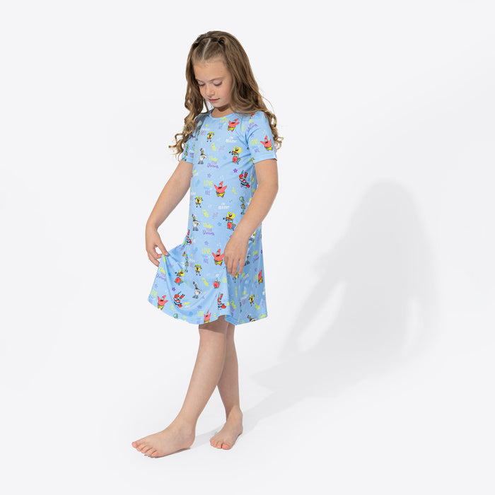 SpongeBob SquarePants: Good Vibes Bamboo Girls' Short Sleeve Dress