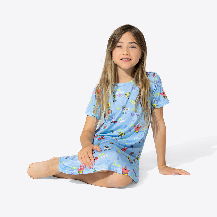 SpongeBob SquarePants: Good Vibes Bamboo Girls' Short Sleeve Dress