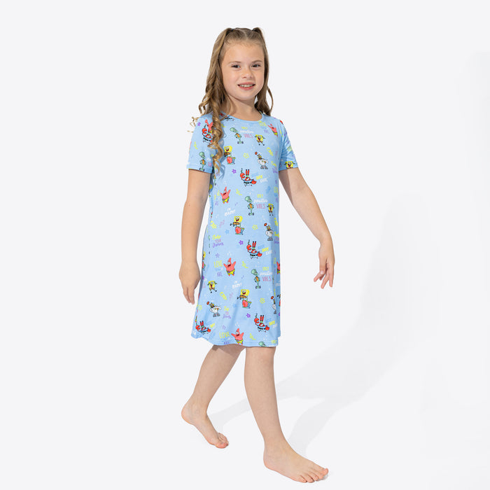 SpongeBob SquarePants: Good Vibes Bamboo Girls' Short Sleeve Dress