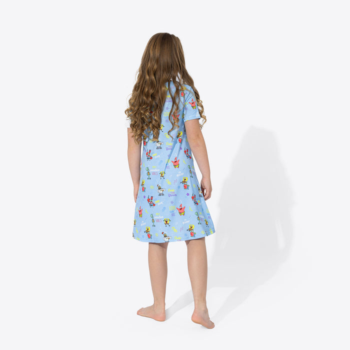 SpongeBob SquarePants: Good Vibes Bamboo Girls' Short Sleeve Dress