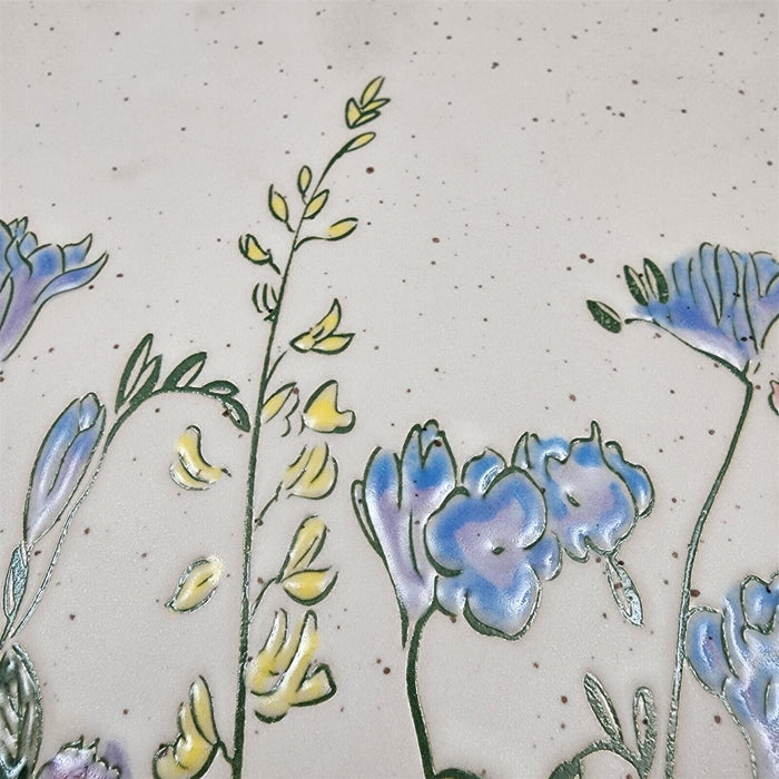 Spring Flowers Floral Set of 2 Plate Embossed Decorative by Blue Sky