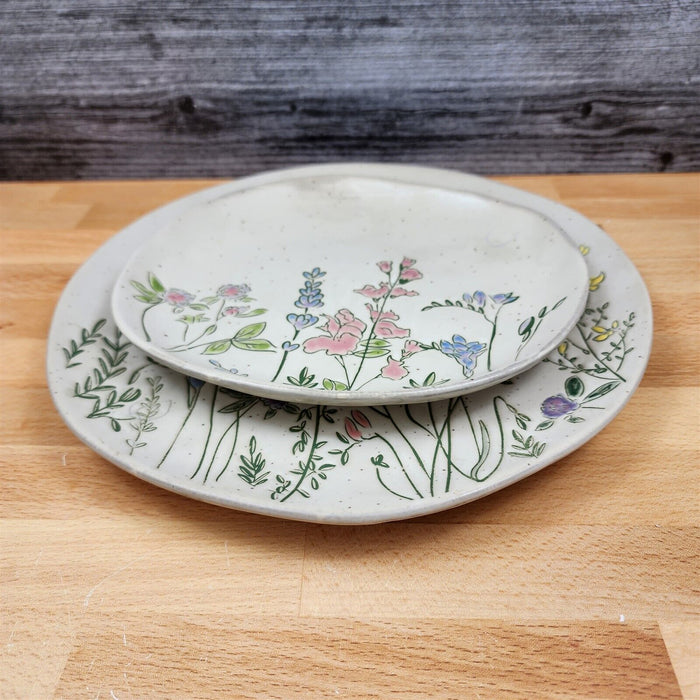 Spring Flowers Floral Set of 2 Plate Embossed Decorative by Blue Sky