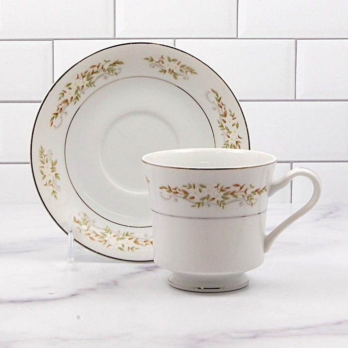 Springtime 3 Saucer & Cup Set for Tea or Coffee Mug Ceramic International Silver