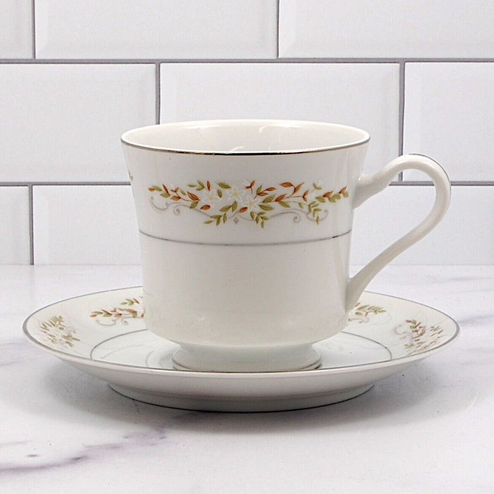 Springtime 3 Saucer & Cup Set for Tea or Coffee Mug Ceramic International Silver