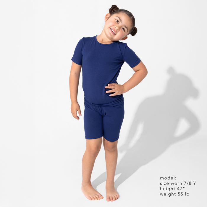 Starry Night Blue Kids Bamboo Pajama Short Set