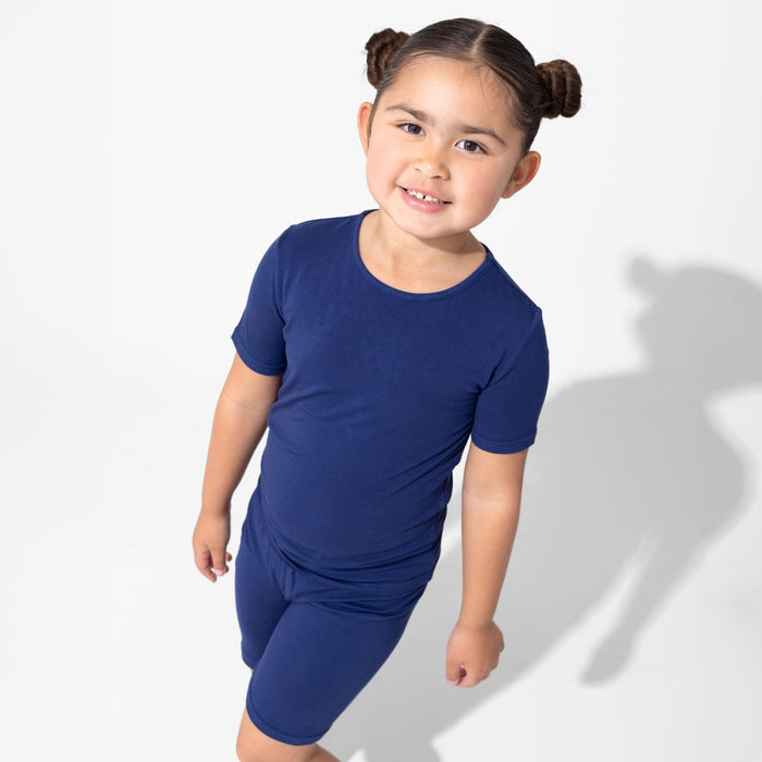 Starry Night Blue Kids Bamboo Pajama Short Set