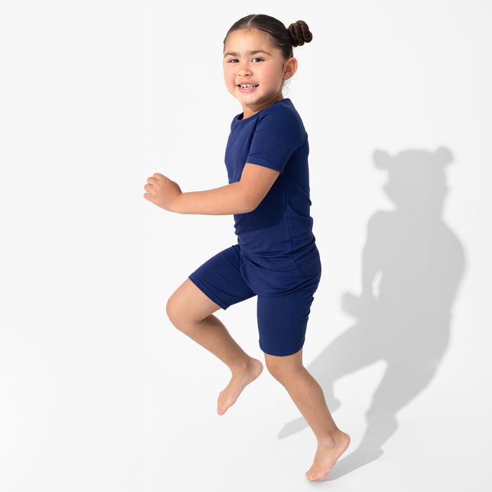 Starry Night Blue Kids Bamboo Pajama Short Set