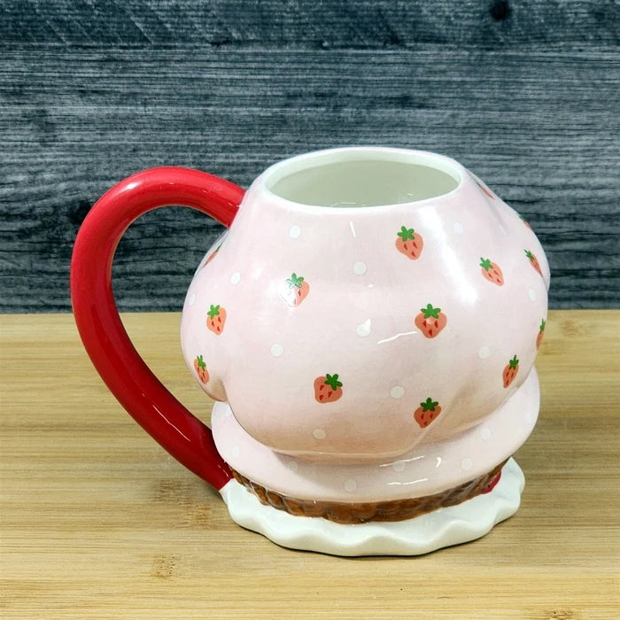 Strawberry Shortcake Coffee Mug 3D Ceramic Girl Face Tea Cup Blue Sky Goldminc