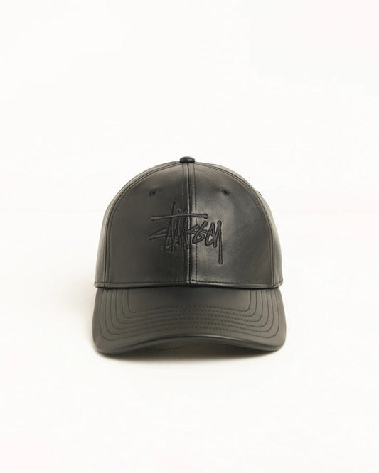Stussy Leather Basic Strapback Black Cap - O/S