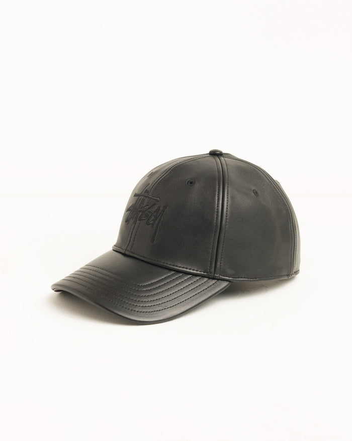 Stussy Leather Basic Strapback Black Cap - O/S