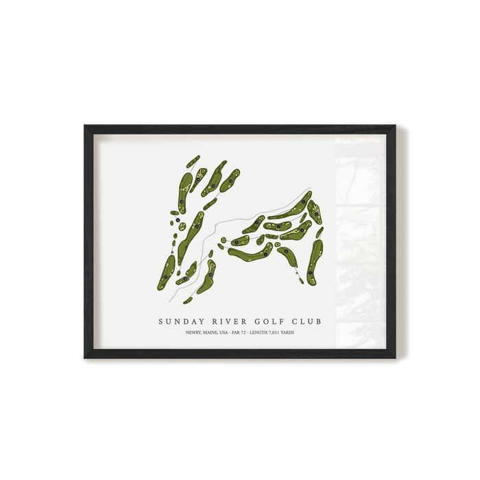 Sunday River Golf Club | Golf Course Map | Black Frame