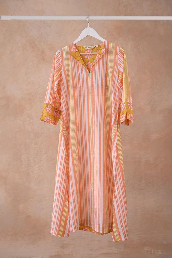 Sunshine Orange Striped long Kurta - Tara - C - Tara