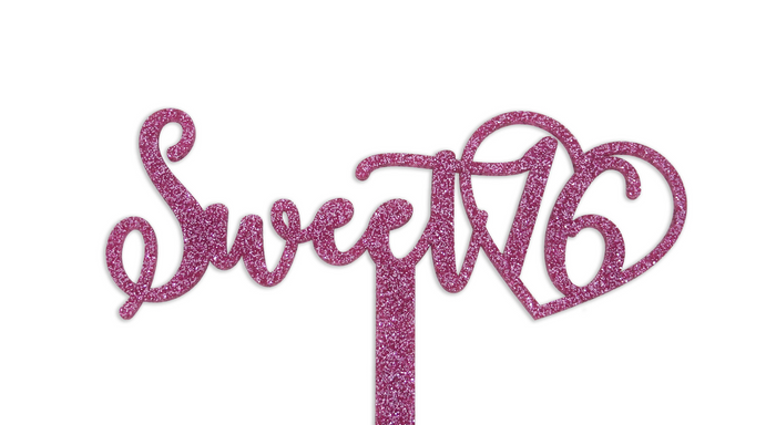 Sweet Sixteen Glitter Cake Topper