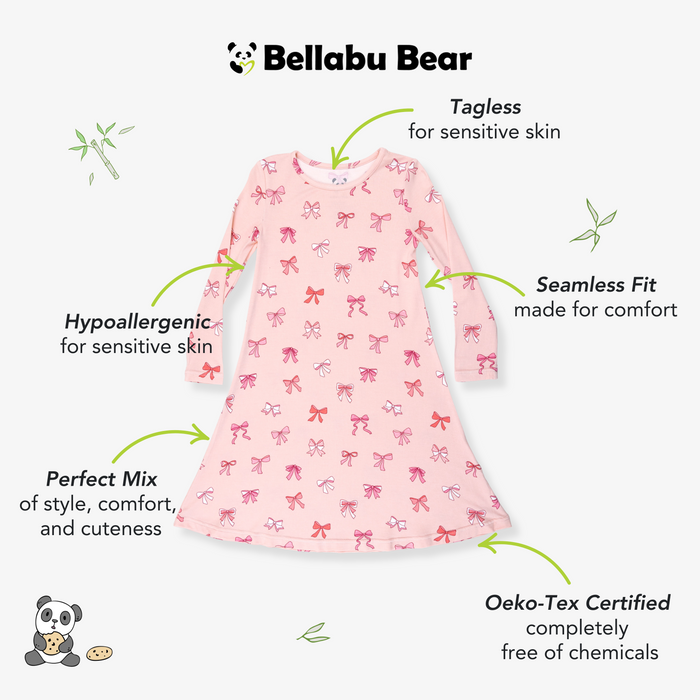 Take A Bow Bamboo Girls' Long Sleeve Dress