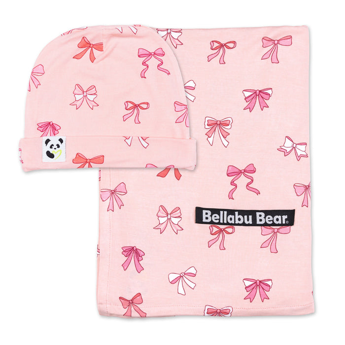 Take A Bow Bamboo Swaddle & Beanie Set