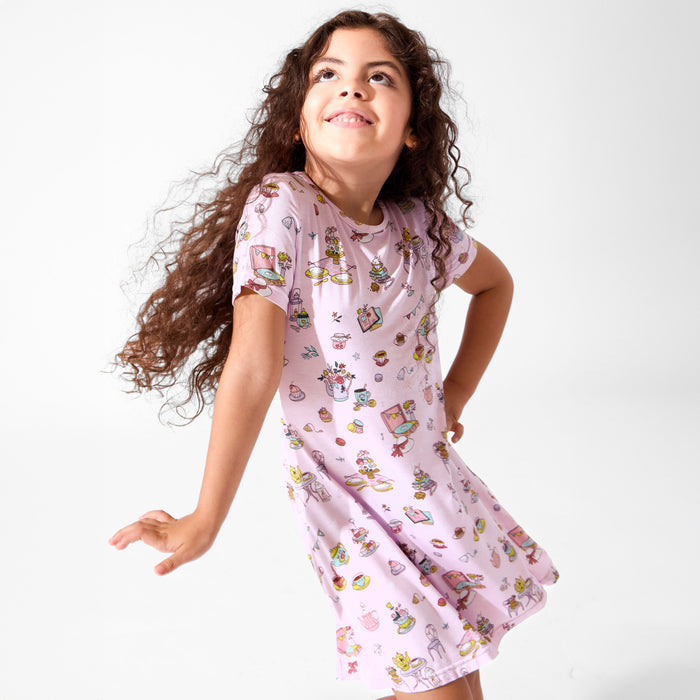 Tea Party Bamboo Girls' Short Sleeve Dress