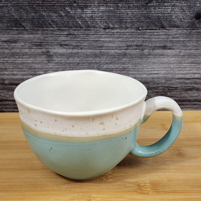 Teal and White Drip Coffee Mug Tea Cup White Inside by Blue Sky 18oz
