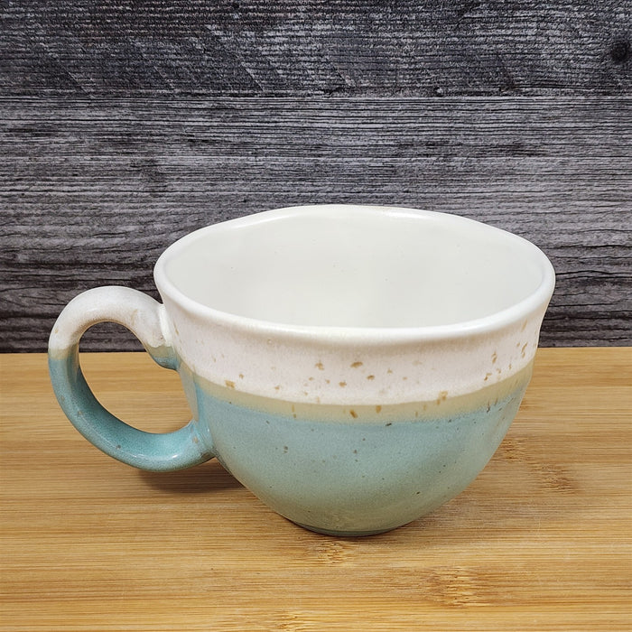 Teal and White Drip Coffee Mug Tea Cup White Inside by Blue Sky 18oz