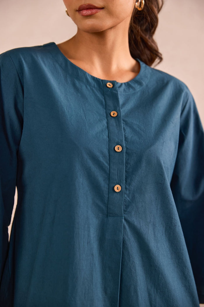 Teal Blue Cotton Co-ord Set - Tara-C-Tara