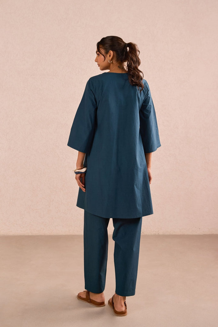 Teal Blue Cotton Co-ord Set - Tara-C-Tara