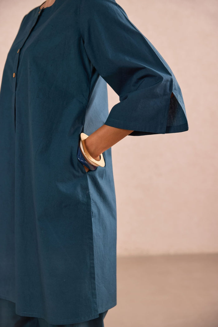 Teal Blue Cotton Co-ord Set - Tara-C-Tara