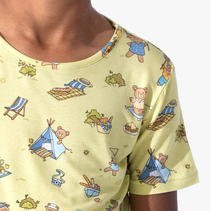 Teddy Bear Picnic Bamboo Kids Pajama Short Set