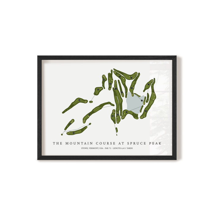 The Mountain Course at Spruce Peak | Golf Course Map | Black Frame