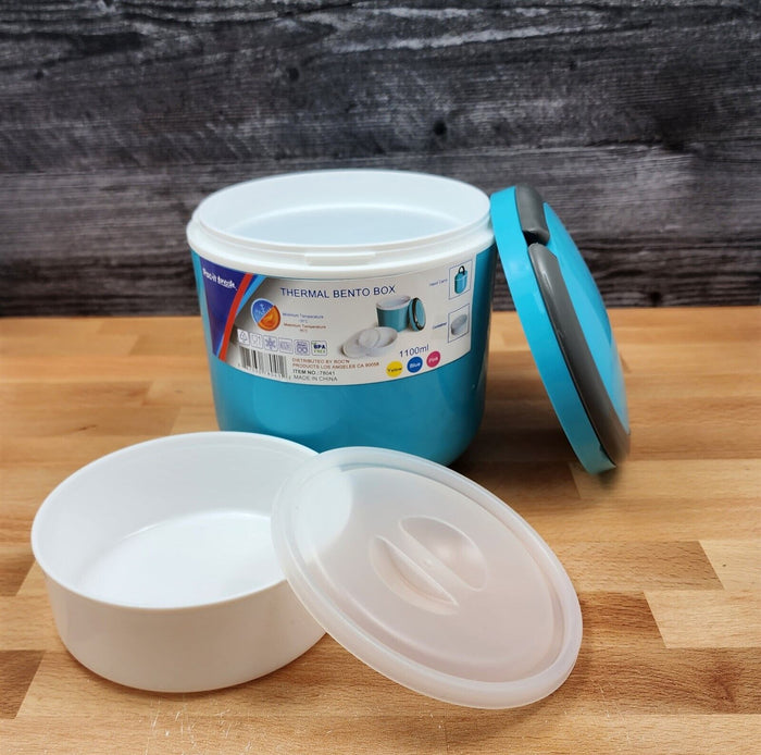 Thermal Bento Box In Blue With Separate Inside Container Holds 37Oz 1100Ml