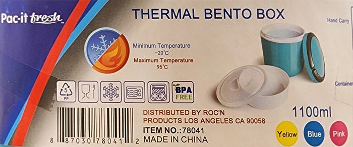 Thermal Bento Box In Blue With Separate Inside Container Holds 37Oz 1100Ml