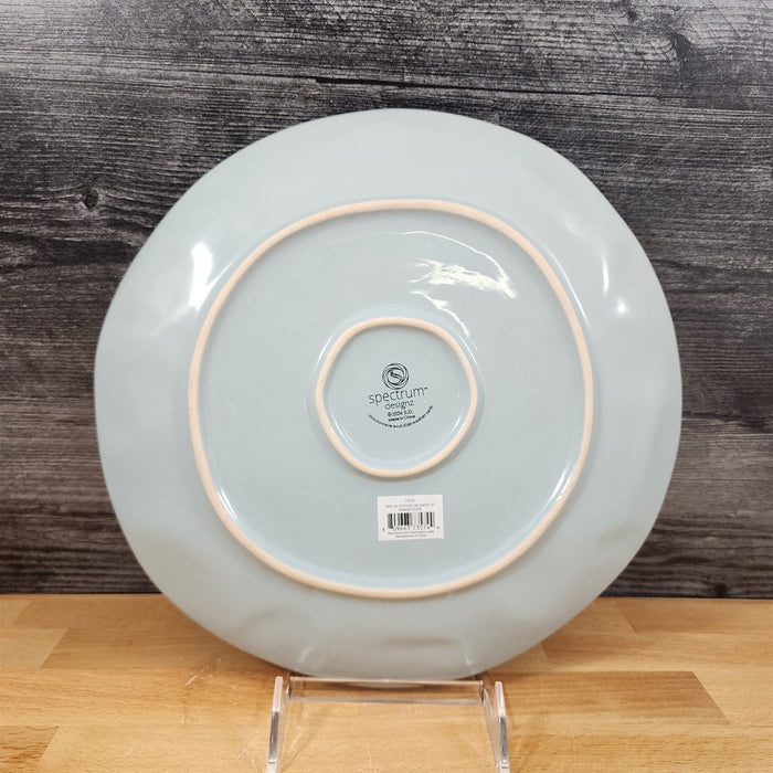 Tide of Festive Delights Dinner Plate Seahorse Embossed Ceramic 11" Blue Sky