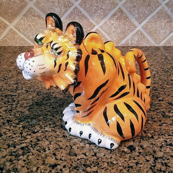 Tiger Teapot Ceramics Tea Pot by Blue Sky and Heather Goldminc Animal Décor
