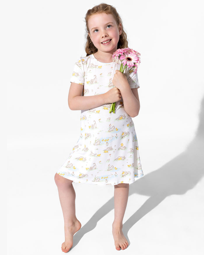 Tiny Tails Tales Bamboo Girls' Short Sleeve Dress