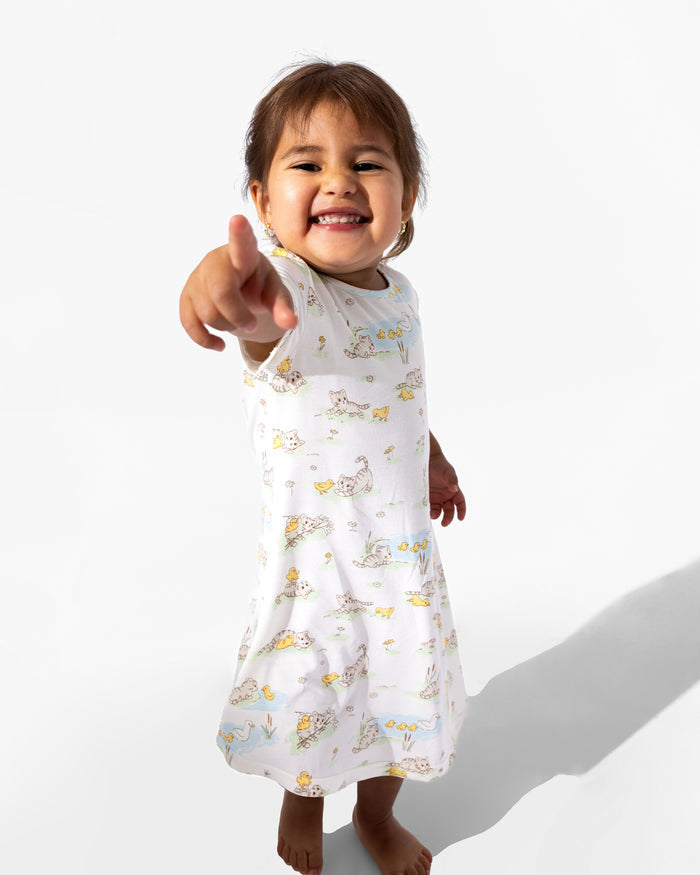 Tiny Tails Tales Bamboo Girls' Short Sleeve Dress