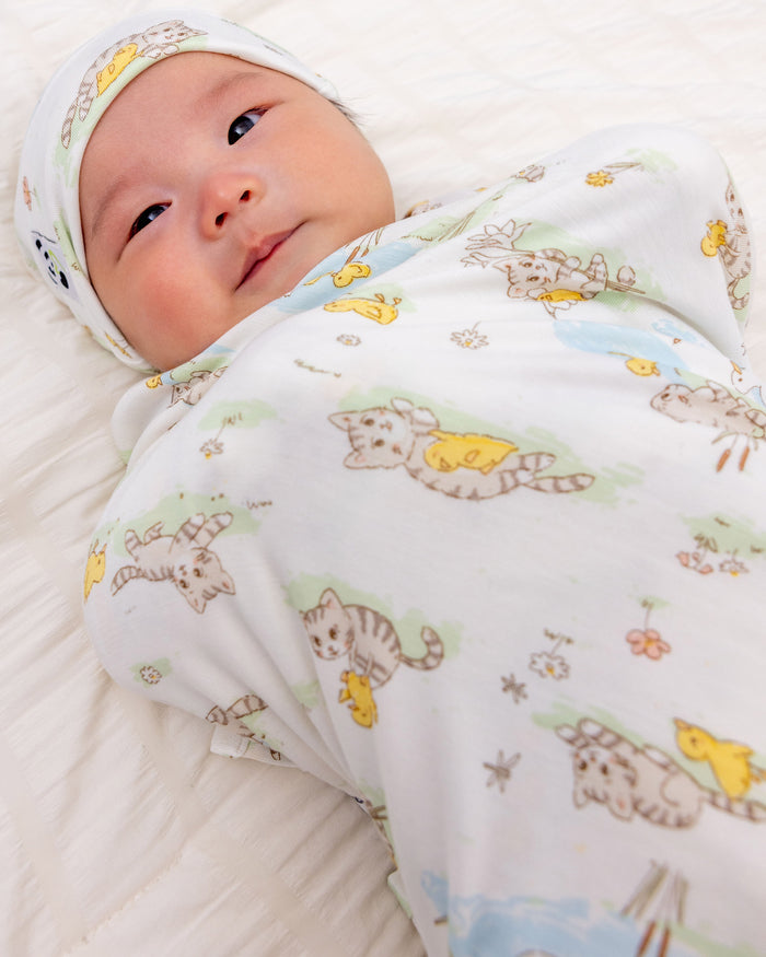 Tiny Tails Tales Bamboo Swaddle & Beanie Set