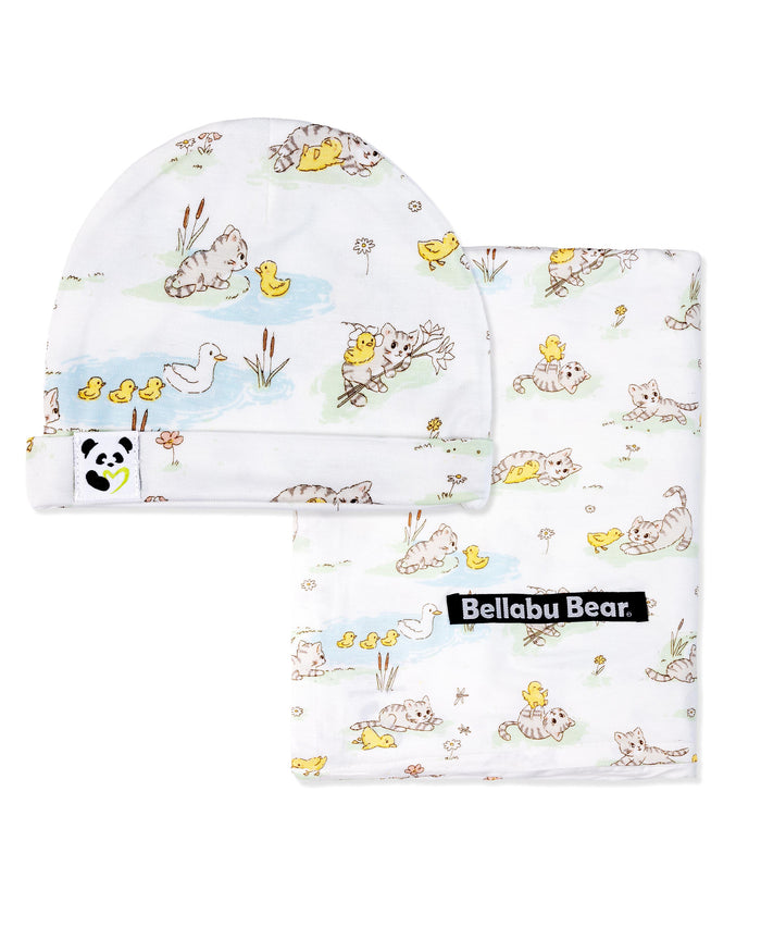 Tiny Tails Tales Bamboo Swaddle & Beanie Set