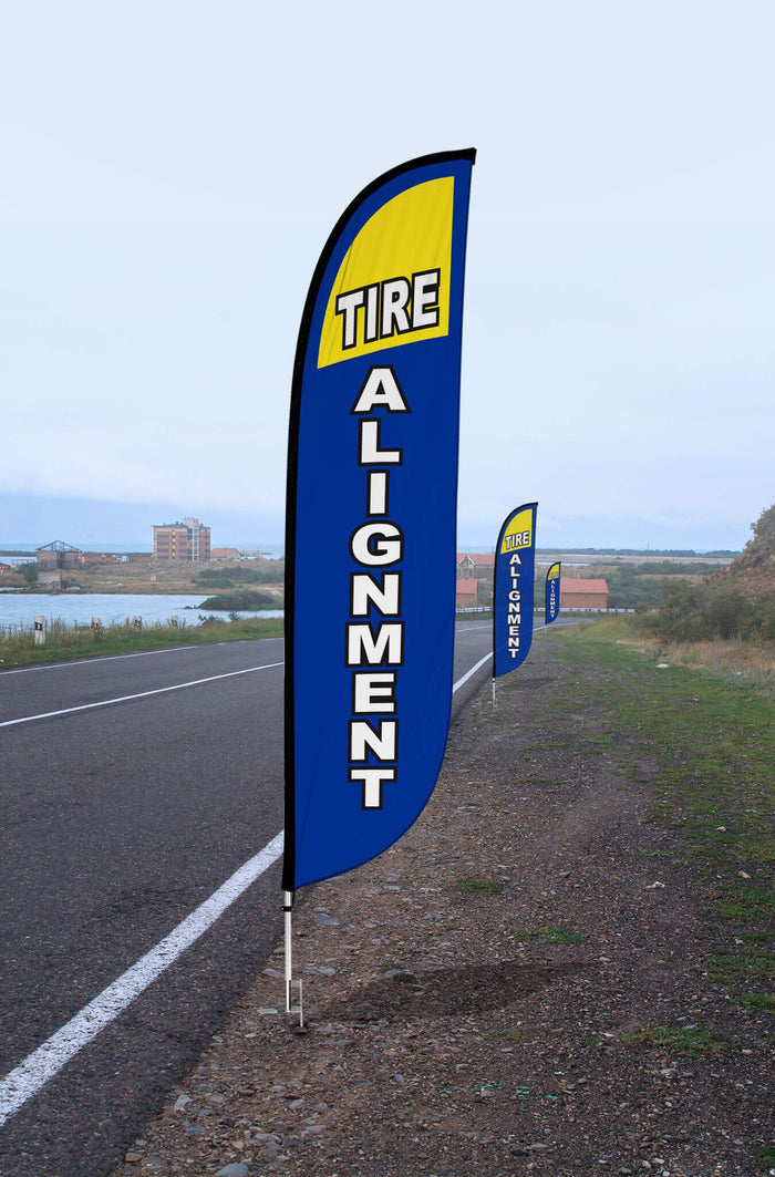 Tire Alignment Feather Flag Blue