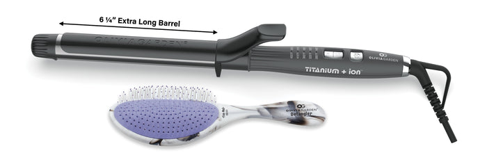 1" EXTRA LONG Titanium+ion Curling iron with FREE brush (TA-CU100LDL01)