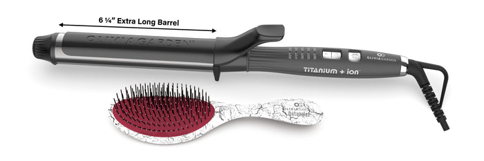 1 1/4" EXTRA LONG Titanium+ion Curling iron with FREE brush
