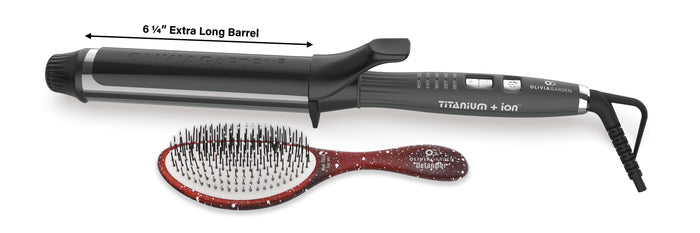 1 1/2" EXTRA LONG Titanium+ion Curling iron with FREE brush