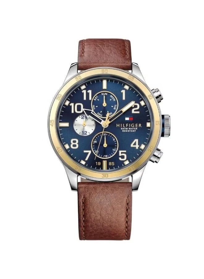 Tommy Hilfiger Men's Blue Dial Leather Band Watch - 1791137 TTM32 - Runner