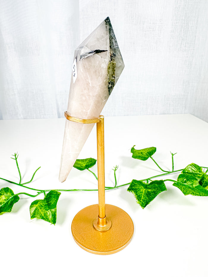 Tourmalinated Quartz Wand on Stand (57t)