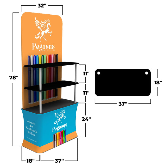 Tension Fabric Trade Show Shelving Display Sizing