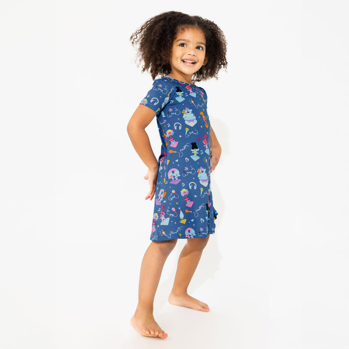 Trolls Music Valentine's Bamboo Girls' Short Sleeve Dress