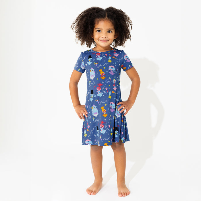 Trolls Music Valentine's Bamboo Girls' Short Sleeve Dress