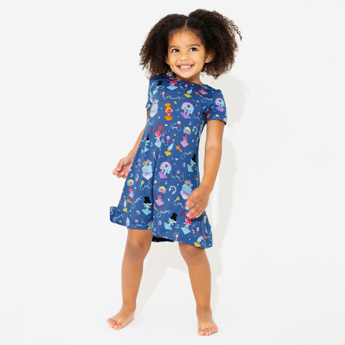Trolls Music Valentine's Bamboo Girls' Short Sleeve Dress
